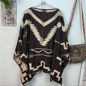 LRL Native American print BoHo oversize Poncho